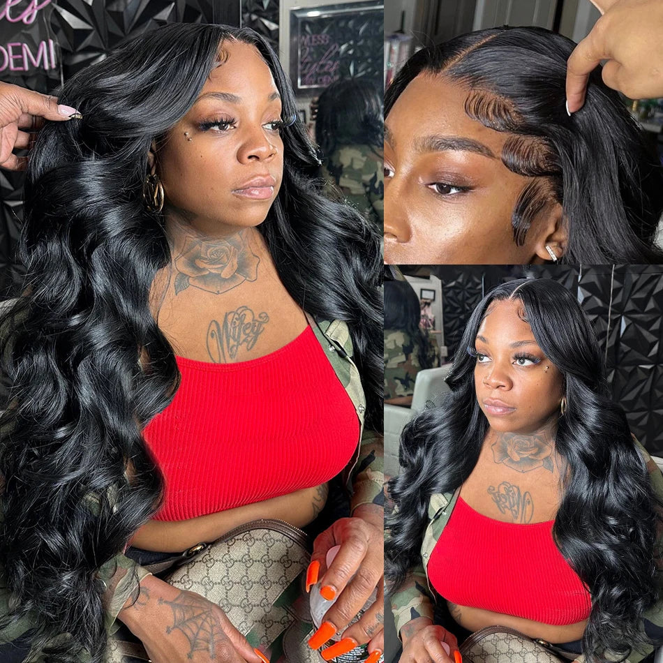 40 Inch 13x4 HD Frontal Wig Transparent 13X6 Lace Front Human Hair Body Wave Wigs Glueless For Women 250 Rosabeauty