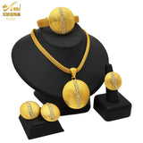 Indian Luxury Necklace Jewelry Sets For Women Dubai Gold Color African Arabic Wedding Bridal Collection Sets Earring Jewellery