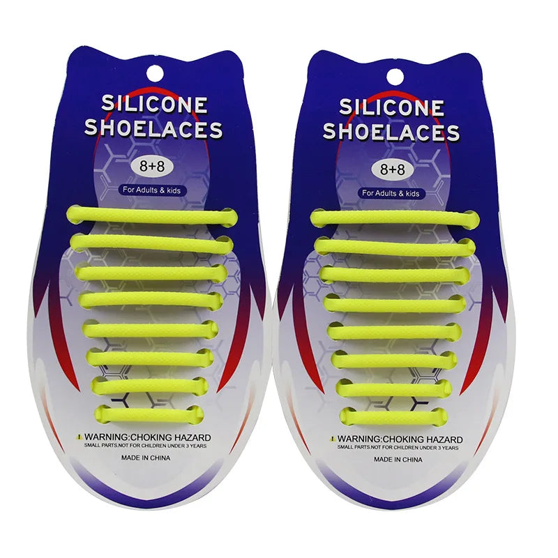 Elastic Oval Thicken Waterproof Silicone Shoelaces Hammer Laces No Tie Shoelace for Adults and Children Rubber Quick Shoelace