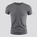 Men's Basic T-shirt Solid Color Short Sleeve Tee Summer Plain Casual Gym Muscle Crew Neck Slim Fit Tops T Shirts Male Clothing