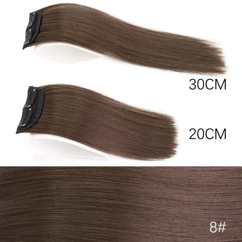 AZQUEEN Synthetic 20cm/30cm Invisible Straight Pads Clip In One Piece Hair Extension Top Side Cover Fluffy Hairpiece For Women