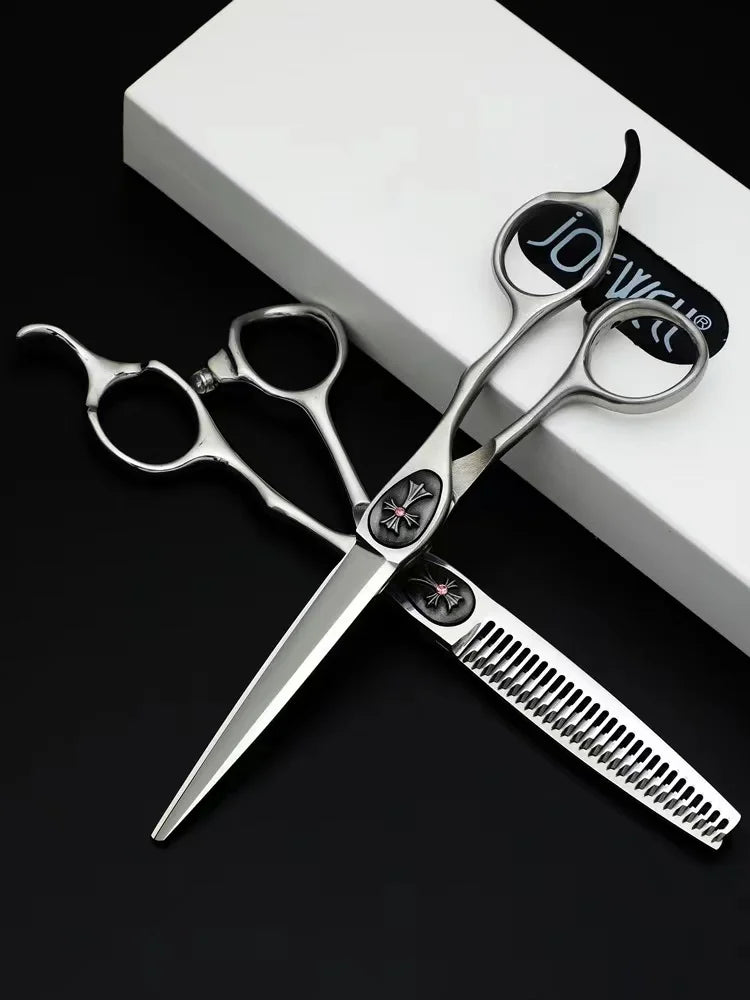 JOEWELL Professional Cobalt-5.5/ SCC-6.0 Inch Hair Barbers Tools Salon Jair Cutting Thinning Shears Set Of Female Bangs Scissors