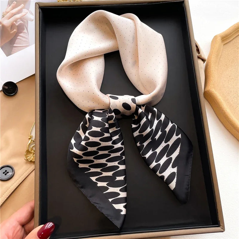 Silk Hair Scarf for Women Fashion Print Shawl Wraps Female Headband Neckerchief 70cm Hand Bag Wrist Foulard Neck Tie Echarpe