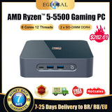 Eglobal  AMD Ryzen 9 5900hx Mini PC Gamer Windows 10/11 Gaming64GB DDR4 2*M.2 NVMe SSD 2*LAN Gaming PC Barebone Desktop Computer