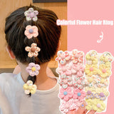 10Pcs Baby Cute Flower Hair Ring Rope Elastic Hair Rubber Bands for Kids Hair Tie Headdress Girls Hair Accessories