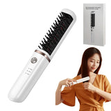 Cordless Hair Hot Air Brush Comb Salon Negative Ionic Straightener & Curler