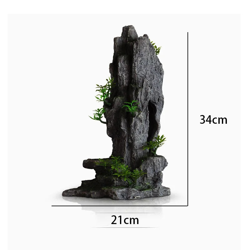 Fish Tank Plant Rockery Multi-style Aquarium Decoration,Resin Artificial Building Cave Aquarium Landscaping Ornament Decor