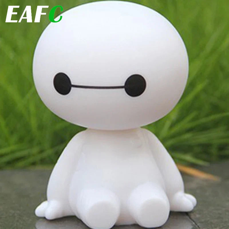 Car ornaments cute shaking his head big white robot doll car ornaments toy accessories