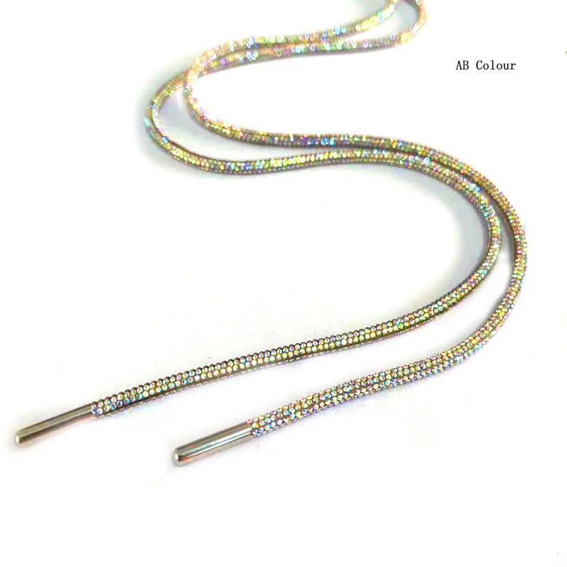 1Pcs Women Rhinestone Shoelaces Diamond Shoe Lace Sneakers Laces Shoes DIY Strings Round Shoelace 100/120/140/160CM