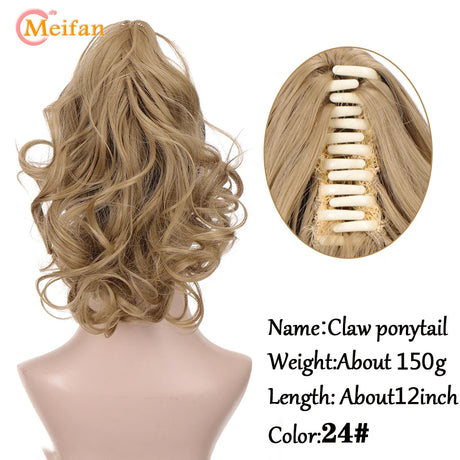 MEIFAN Long Synthetic Wavy Clip in Hair Ponytail Hair Wigs Extensions Style Claw Pony Tail Hairpiece for Women Cosplay Party