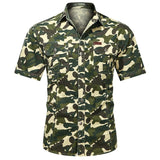 Camo Tactical Shirts Men Summer Camouflage Army Green Short Sleeve Cargo Shirt Mens Military Wear-resistant Work Chemise Homme