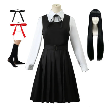 Anime Chainsaw Man Cosplay Mitaka Asa Costume Dress Black Red Tie Women Uniform Halloween Clothes