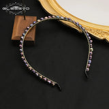 GLSEEVO Natural Grey Pearl Headbands for Women Handmade Wave Simple Hairbands Elegant Fashion Retro Party Head Hoop Headdress