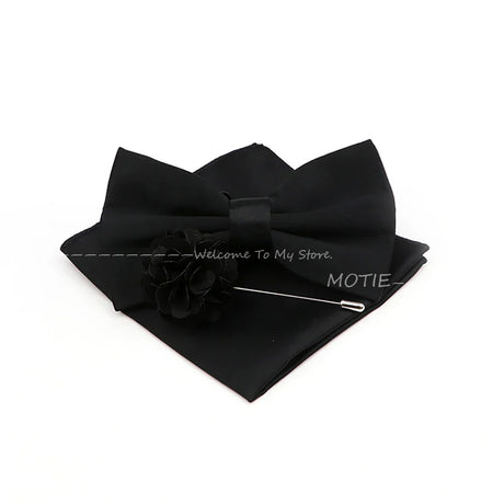 New Colorful Bowties Handkerchiefs Cufflinks Set Polyester Brooches For Men's Business Wedding Party Suit Dress Accessories Gift