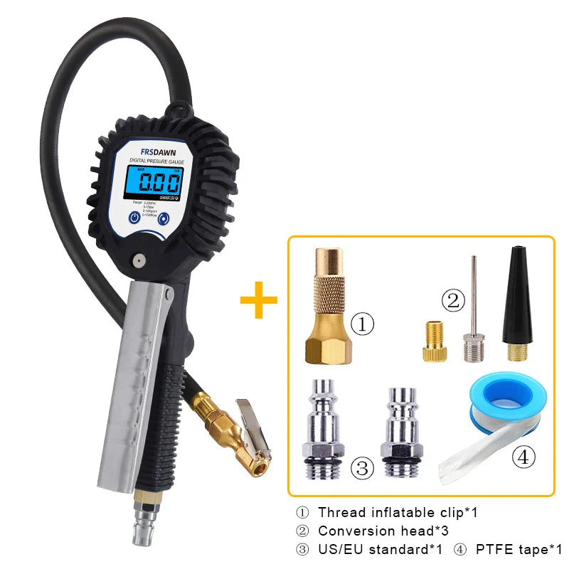 Car Tire Pressure Gauge Air Inflator US/EU Vehicle Tester Monitoring Manometer Motorcycle Bike LCD Digital Test Inflation