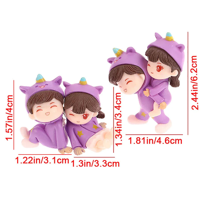 1Pair Cute Creative Cartoon Purple Pajamas Couple Car Decoration Ornaments Auto Center Console Car Interior Accessories