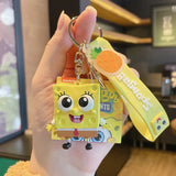 SpongeBob SquarePants Anime Figures Keychain Sandy Patrick Star Squidward Tentacles Bag Keyring Charm Kids Toys Birthday Gifts