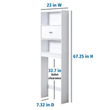 White 23 in. W Bathroom Space Saver Cabinet with 3 Fixed Shelves, Mainstays over the Toilet Storage bathroom cabinet