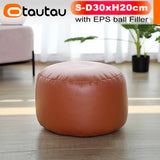 OTAUTAU Small Round Faux Leather Ottoman Stool Beanbag Pouf Footstool Stuffed Bean Bag Footrest Floor Corner Seat Puff JD004