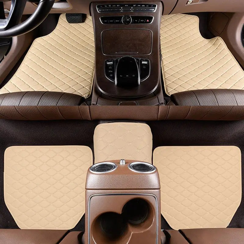 5PCS/Set Leather Car Floor Mats Universal PVC Waterproof Car Carpet Cushion