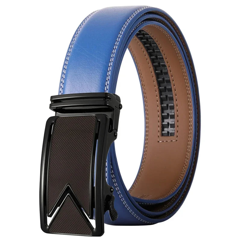 Plyesxale Men Belt 2024 Cowhide Genuine Leather Belts For Men Luxury Automatic Buckle Belts Brown Black Cinturones Hombre B55