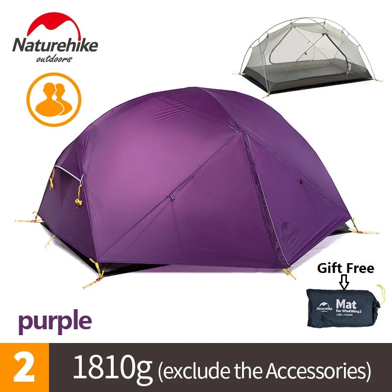 Naturehike Mongar 2 Camping Tent Double Layers 2 Person Waterproof Ultralight Dome Tent