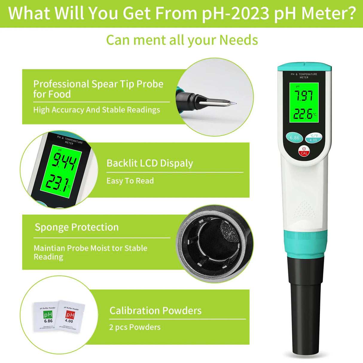 High Accuracy Soil PH Meter 0.00~14.00pH Digital Temp Acidity Soil Tester Sensor Analyzer for Outdoor Planting Garden Farmland