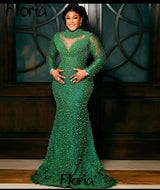 Robe Soirée Female Long Evening Dresses Beaded Sequin Formal Wear For Weddings 2023 Emerald Green Mermaid Prom Party Dress