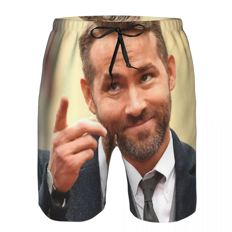 Ryan Reynolds Men's Beach Shorts Fitness Quick-drying Swimsuit Funny Street Fun 3D Shorts