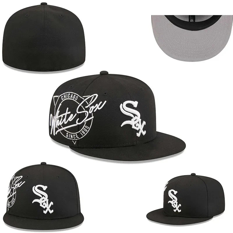 2024New Fitted Hats Classic Black Baseball Cap Team Headwear World Series Patch Embroidered on Right Panel