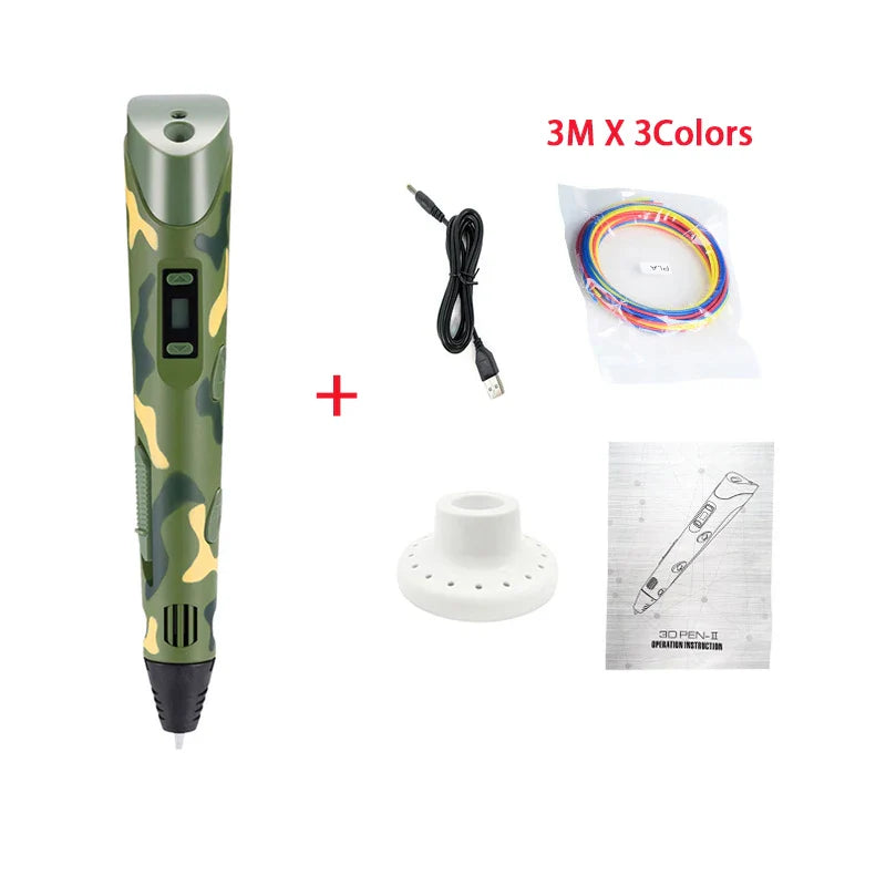 Creative 3D Camouflage Printing Pen for Kids - DIY Drawing Fun with PLA Filament Gift Set