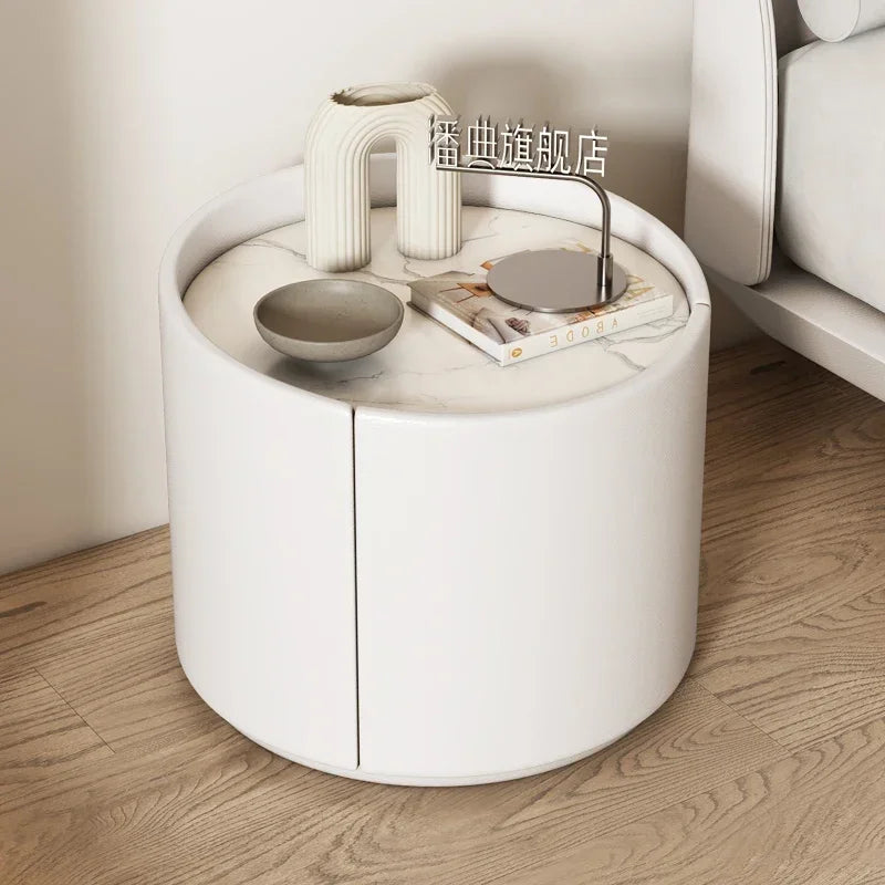 Italian Luxury Nightstands Minimalist Round Nordic Organizers Side Table Drawers Narrow Bedroom Storage Muebles Home Furniture