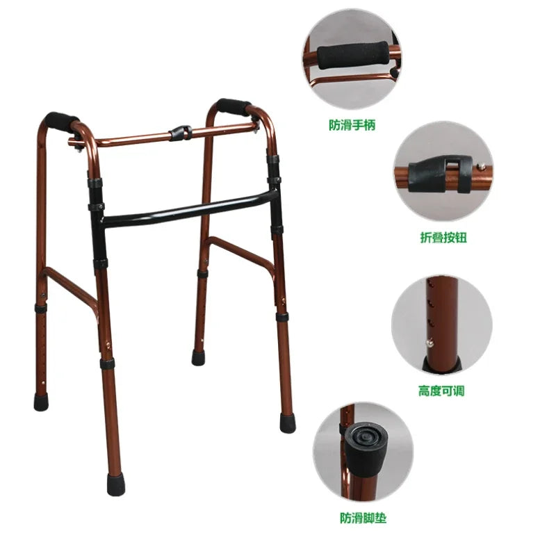 Aluminum Alloy Walker for Disabled Folding FourLegged Support Elderly Rehabilitation Mobility Aids Equipment