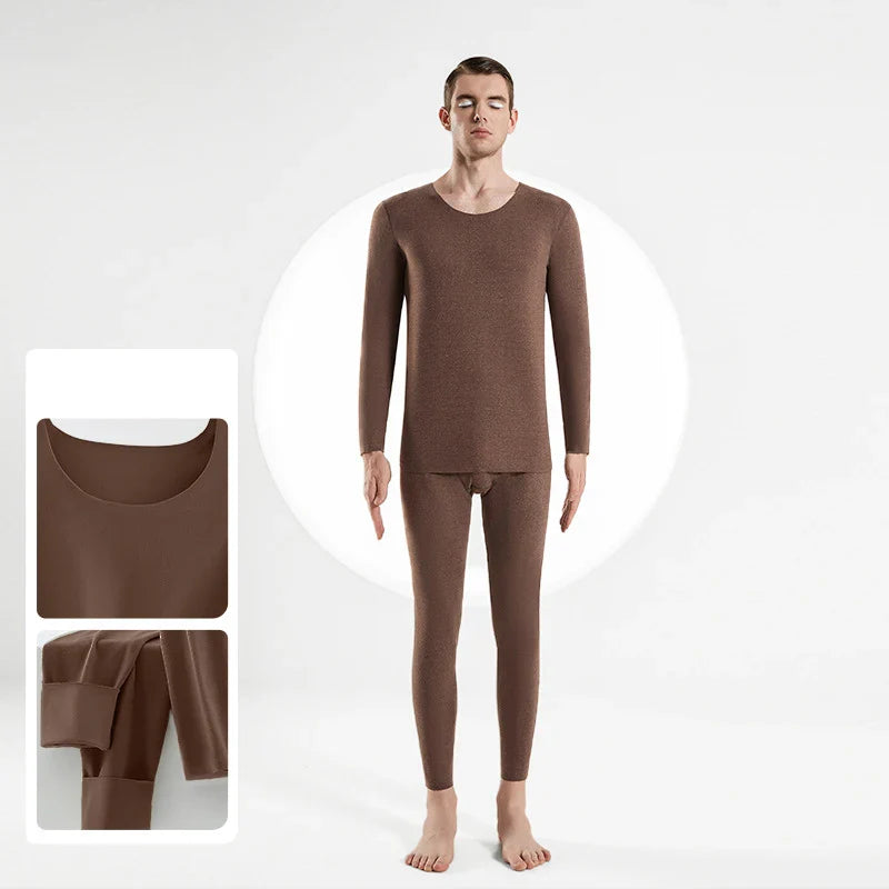 Men'S Autumn And Winter Sets Of Double-Sided Frosted Thermal Clothing Two-Piece Set Mens Round Neck Thermal Underwear Suit