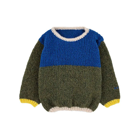 Children's Sweater Winter 23 Boys Color-blocked Pullover Warm Knit Sweater Girls Cartoon V-Neck Cardigan Alphabet Sweater