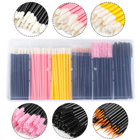 Hot Sale 300PCS/Box Eyelash Extension Set Lashes Micro Brush Disposable Mascara Applicator Lipstick eyelashes Makeup Tools