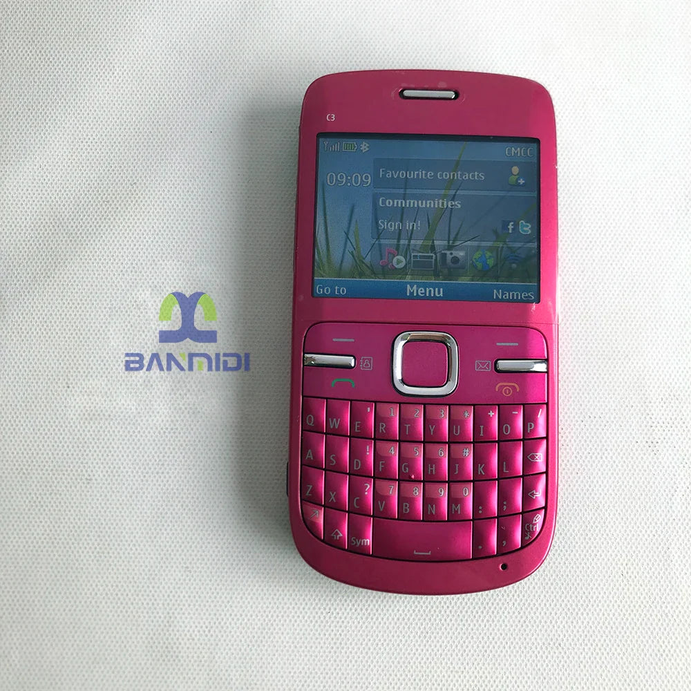 Original GSM Unlocked C3 C3-00 Mobile Cell Phone 2.4" 2MP Qwerty Hebrew Arablic Russian CellPhone. Made in Finland on 2010 Year