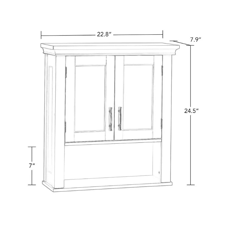 RiverRidge Home Somerset Collection 2-Door Bathroom Storage Wall Cabinet with 1 Open Shelf and 2 Interior Shelves, White