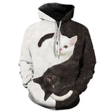 2024 New Arrival Black and White Cat 3D Hoodie Sweatshirts Mens Women Fashion Casual Pullover Harajuku Streetwear Hoodies