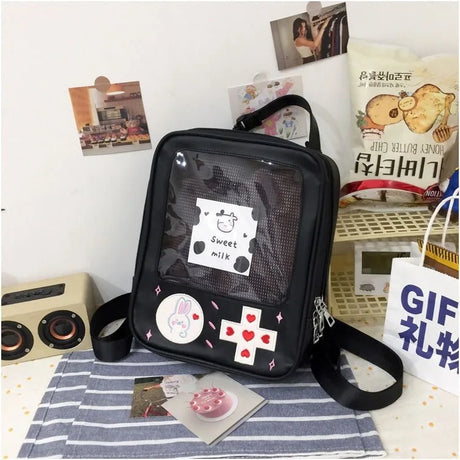 Y2K Cute Clear ItaBag Women's Lolita Backpack Kawaii Girl Shoulder Bag DIY Display Transparent Pocket Japanese Doll Tote Handbag