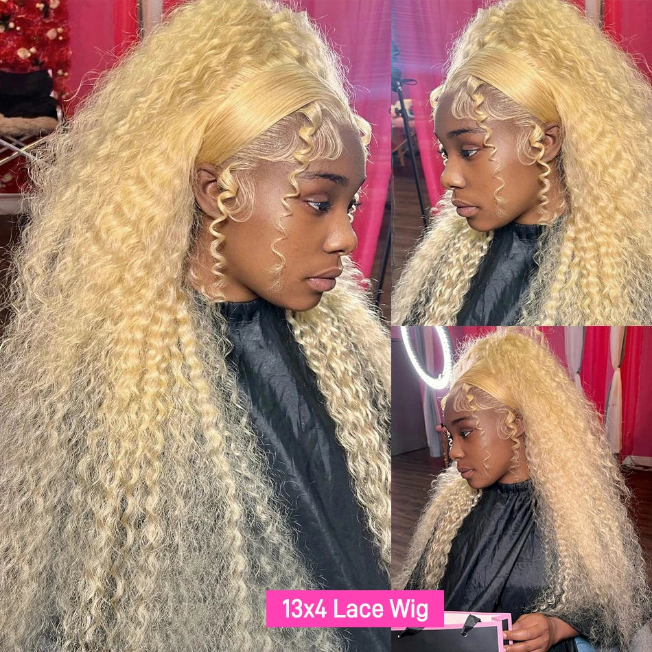 30 38 Inch Honey Blonde 613 Deep Wave13x4 Hd Lace Frontal Wig Brazilian 13x6 Transparent Lace Front Color Curly Wigs Human Hair