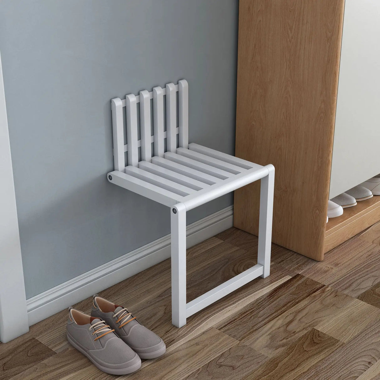 Folding Footstool Wall-Mounted Wall Folding Porch Chair Door Shoe Cabinet Hidden Footstool Folding Bathroom Stool