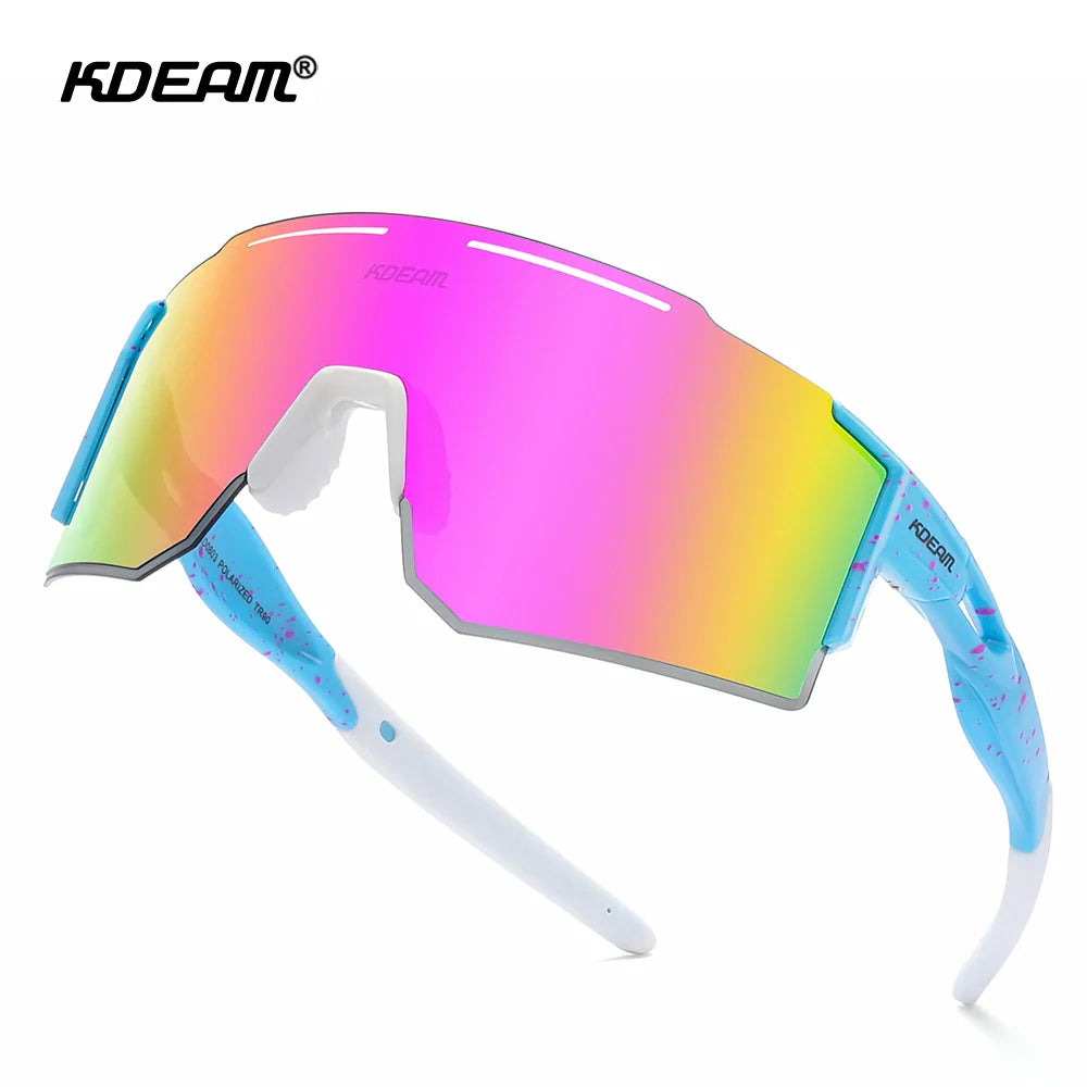 KDEAM Rimless TR90 Sports Sunglasses Men Polarized Flexible Spring Frame Fishing Sun Glasses Outdoors With All Accessories