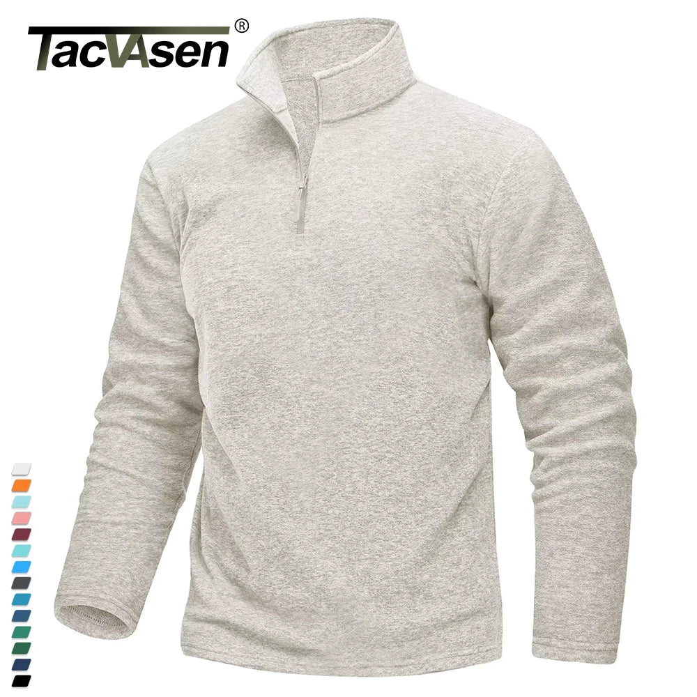 TACVASEN 1/4 Zipper Collar Spring Fleece Sweaters Mens Warm Sweatshirts Breathable Casual Sports Hiking Turtleneck Pullover Tops