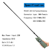 ABBREE Walkie Talkie Foldable CS Tactical Antenna For Baofeng UV-5R UV82 UV-9R UV-16 SMA-Female Dual Band  Ham Radio Accessories