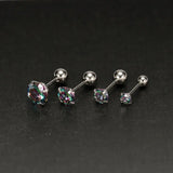 1 Pair CZ Ear Stud Mixed Colors Cartilage Earrings Set Stainless Steel Barbell Studs Earrings Helix Tragus Piercing 2-8mm