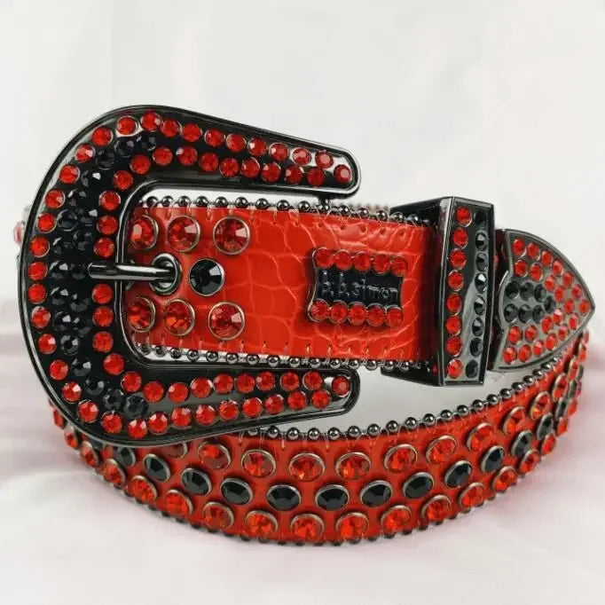 Rhinestone Belts for Women Luxury Diamond Strap Cowgirl Cowboy Bling Crystal Pin Buckle Studded Mens Belts