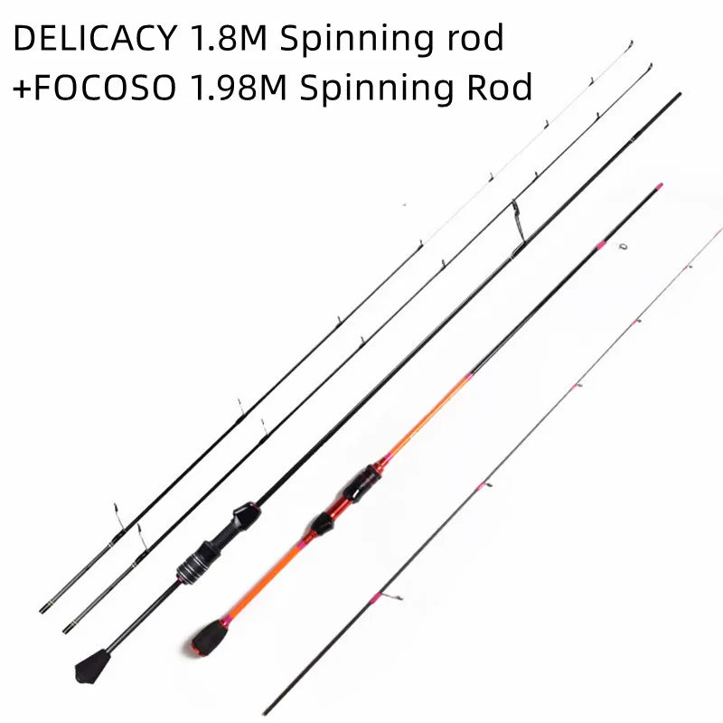 Mavllos Delicacy Solid Tip Bass Spinning Rod, Carbon Ultralight BFS Casting Rod Lure 0.6-8g/0.8-10g UL/L Tips Trout Fishing Rod