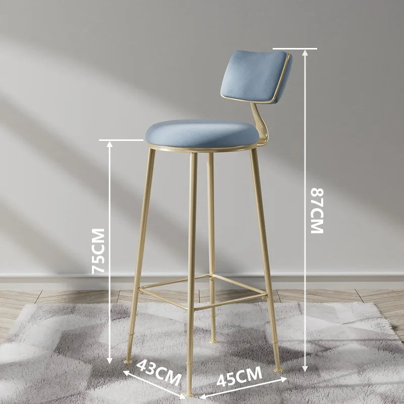 Nordic Bar Chair Light Luxury Home Golden Bar Stool Modern Simple High Chair Chair Back Bar Stool Balcony Restaurant Furniture