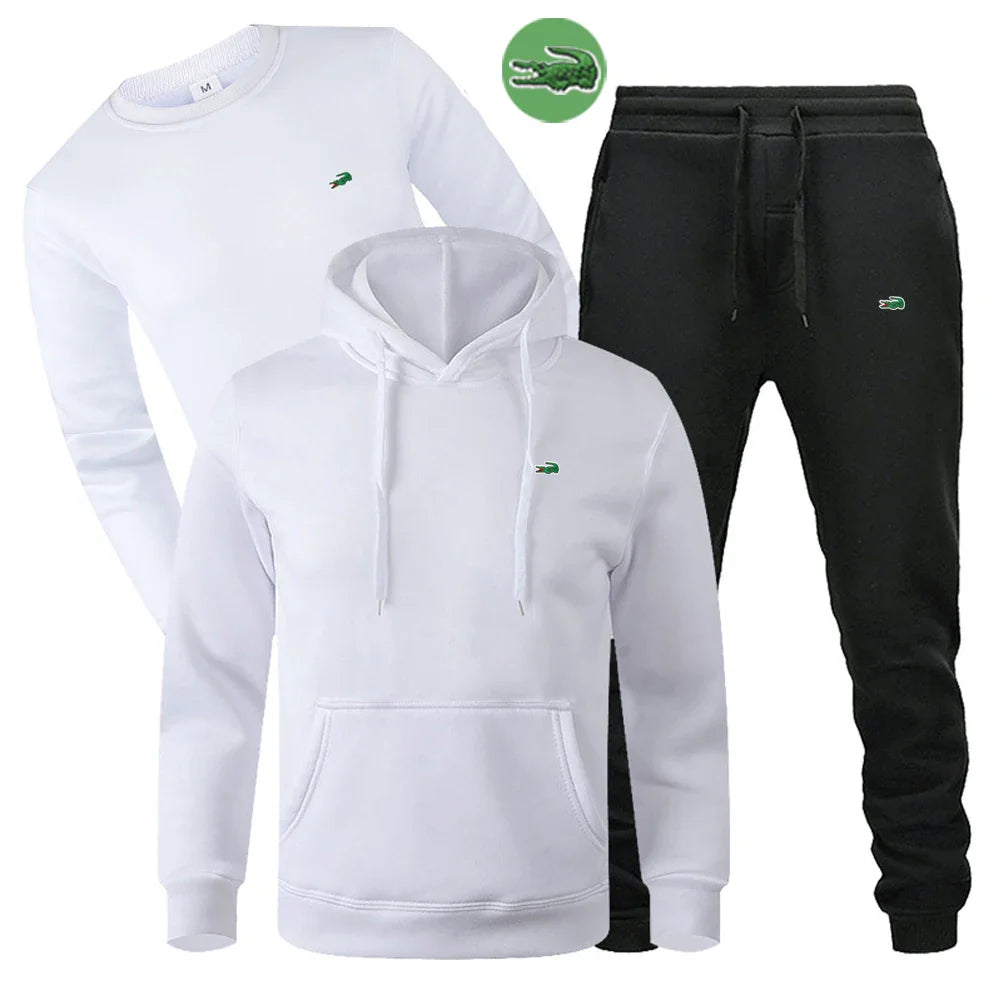 High quality embroidered hooded sweatshirt pants suit casual sports training clothes men's three-piece set